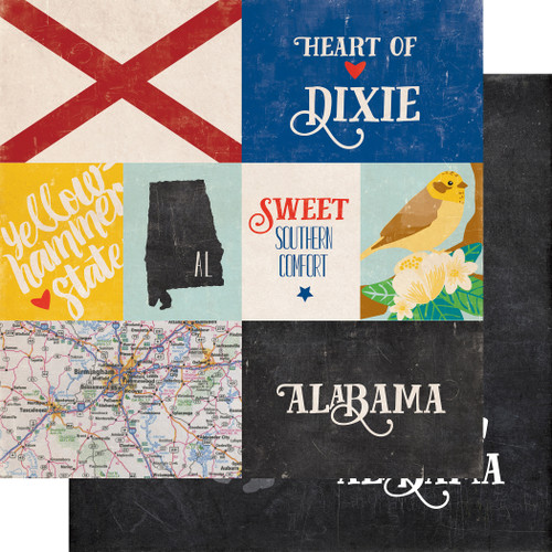 Stateside: Alabama 12x12 Patterned Paper - Echo Park Paper Co