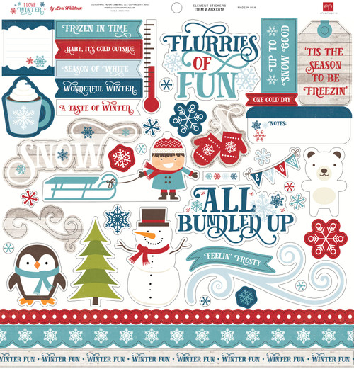 I Love Christmas Element Sticker Sheet - Echo Park Paper Co.
