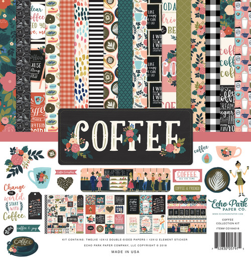 Echo Park Paper Kit Raccolta Polli - 12 Fogli Scrapbooking 30x30 Cm + Adesivi, Carta Acida Free, Stampata Su Cartoncino Opaco