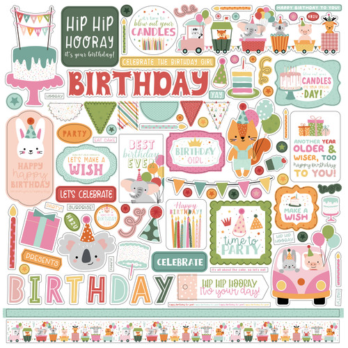 A Birthday Wish Girl Element Sticker Echo Park Paper Co