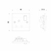  1 Gang 15 Amp Round Pin Switched Socket -technical drawing