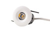 4W LED mini downlight side view with fixing clips, white finish, dimmable, IP44, fire rated