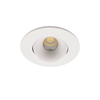 Tiltable bezel view of adjustable mini downlight, white finish, fire rated, IP44, 3000K