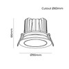 Stepped Baffle 10W Dimmable LED Downlight Technical Drawing
