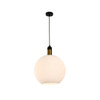 Spherical Opal Adjustable Ceiling Pendant Light Switched On, opal glass pendant light