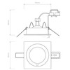 Taro Square Adjustable Downlight - Matt White Technical Drawing