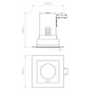 Trimless Square Adjustable Downlight in Matt White Technical Drawing