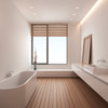 Trimless Round Fixed Downlight in Matt White Bathroom Installation