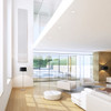 Trimless Round Fixed Downlight in Matt White Living Space Installation