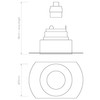 Trimless Round Fixed Downlight in Matt White Technical Drawing