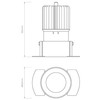 Proform TL Round Recessed Downlight in Textured White Technical Drawing