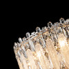 Large Crystal Glass Feather Chandelier in Chrome Crystals Close Up.