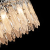 Large Crystal Glass Feather Chandelier in Chrome feather glass close up.