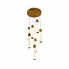 LED Pendant Light with Multiple Tubular Lights On Image 1 brass