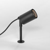 Side view of Dartmouth IP65 garden spike spotlight, GU10 compatible, black finish, spike hidden