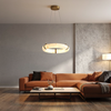 Round Alabaster Pendant Light-Living Room Installation