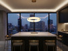 Modern Alabaster Ring LED Pendant Light with Brass Accents