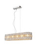 Chrome linear crystal bar pendant light illuminated, 6×G9 lamps, 850mm