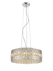Chrome circular pendant with crystal bands illuminated, 7×G9 lamps, 514mm diameter