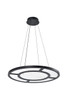 Alabaster circular pendant light in black, front-facing view showing natural stone veining across the disc face with concentric black aluminium frame divisions and circular ceiling canopy