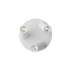 Matt white 3-light round LED ceiling spotlight — illuminated showing warm 3000K output