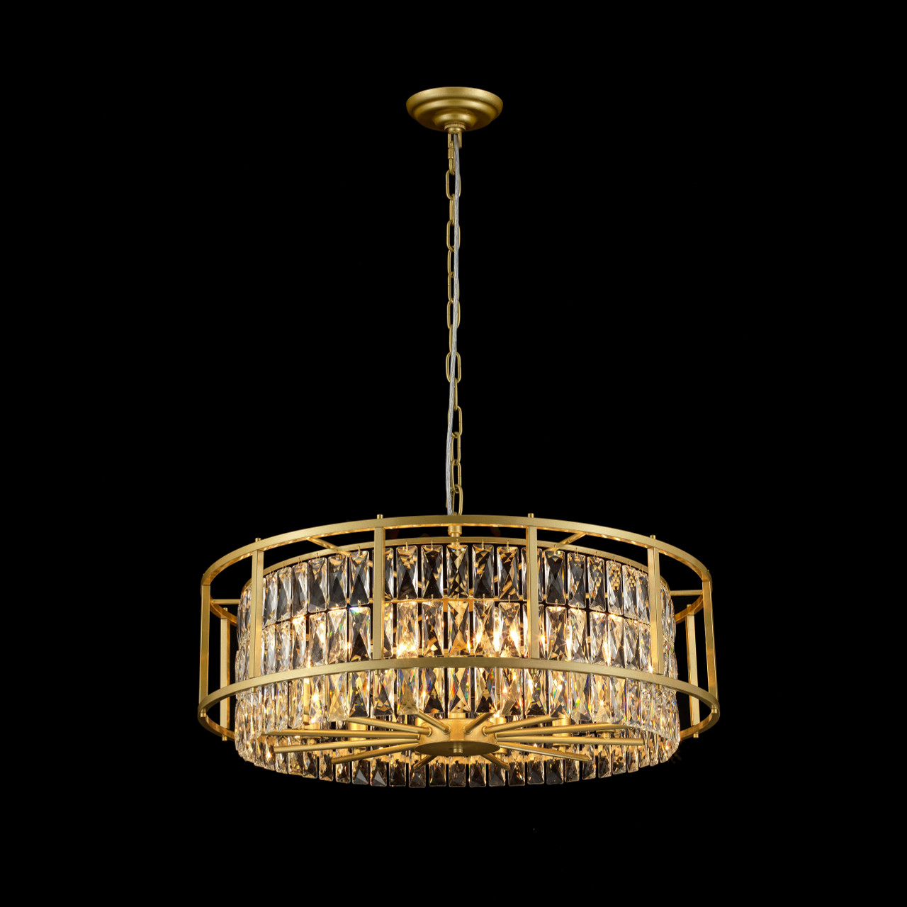 Modern Living, Dining Area Crystal Chandelier in Satin Brass