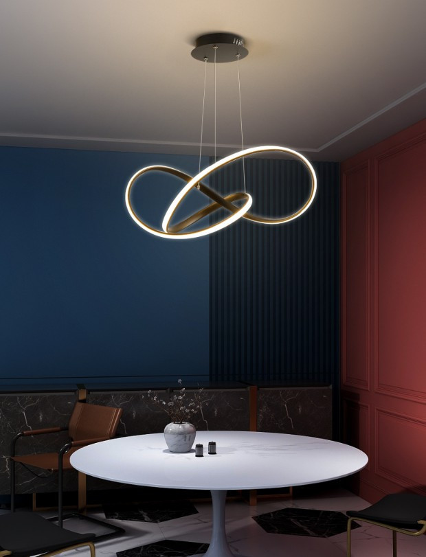 Dimmable Twisted Pendant Light in Dark 