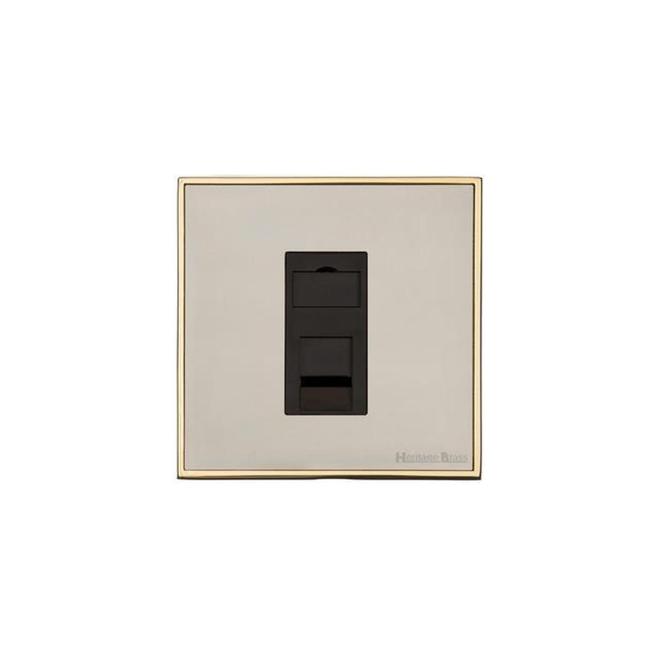 Executive Range 1 Gang Cat 6 in Satin Nickel - White Trim - Arrow 