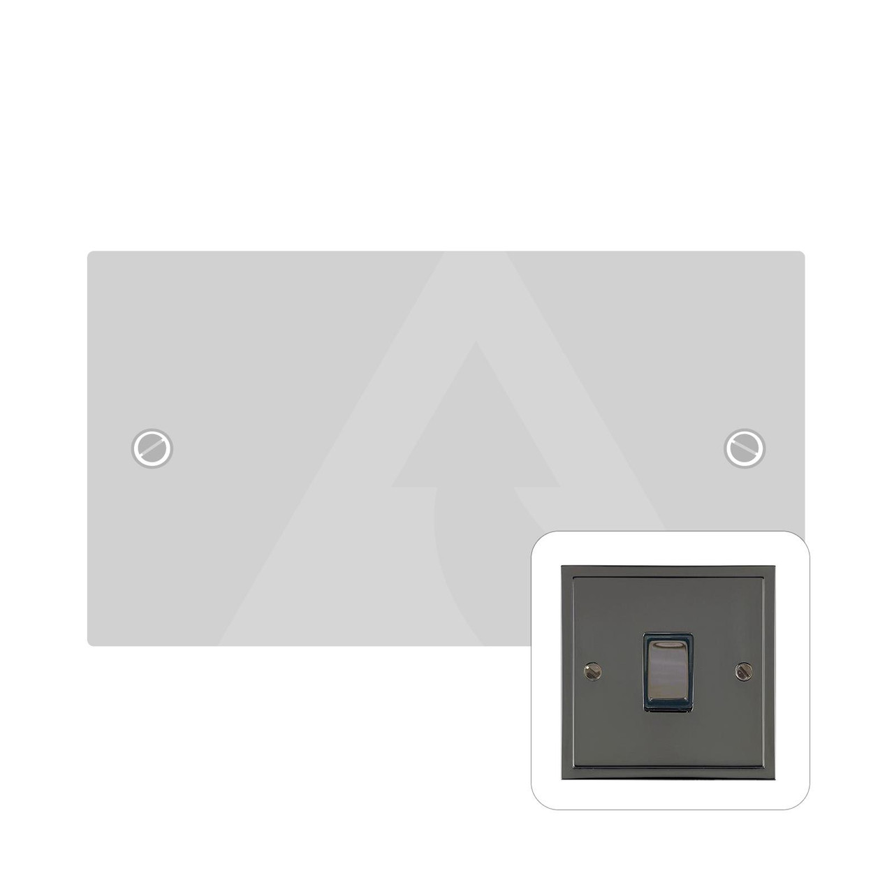 Range Back Plate Elite Stepped Double Blank Plate Polished Black Nickel S06.932