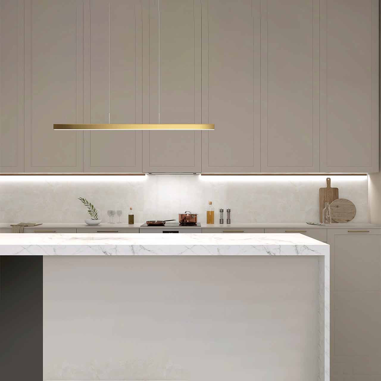 Dimmable Suspended Linear Slim Strip LED Pendant Light CCT