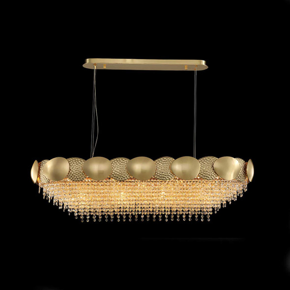 Luxury Oval Gold Chandelier with Crystal Raindrop Pendants 16 Lamps