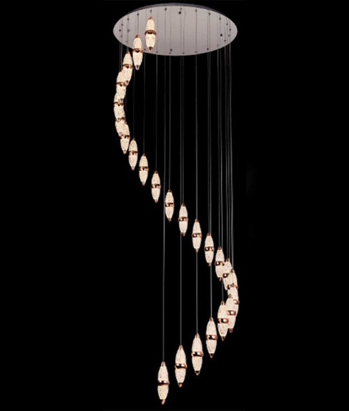 Spiral Chandelier with Oval Rose Gold Pendants