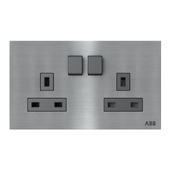 Millenium 2 Gang 13 Amp Socket Outlet DP in Stainless Steel