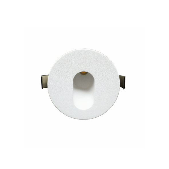 Dimmable 3w Small Round Recessed LED Wall Light in Matt White IP44 3000K Dimmable 3w Small Round Recessed LED Wall Light in Matt White IP44 3000K