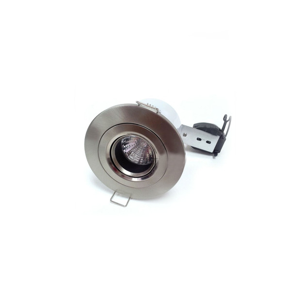 Adjustable Magnetic 12v Recessed Downlight Fire Rated in Satin Nickel Inc MR16 Bulb