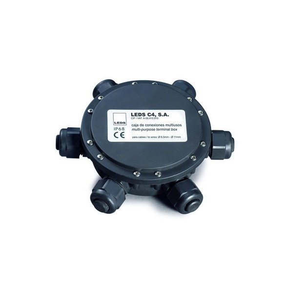 Multi-purpose 6 Way IP68 Rated Weatherproof Junction Connector Box in Black Multi-purpose 6 Way IP68 Rated Weatherproof Junction Connector Box in Black