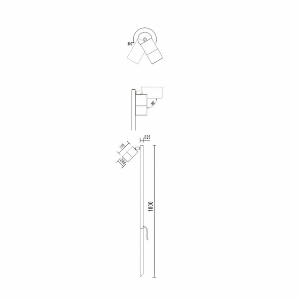 Outdoor Ground Adjustable Spike Spotlight in Black IP65 Outdoor Ground Adjustable Spike Spotlight in Black IP65