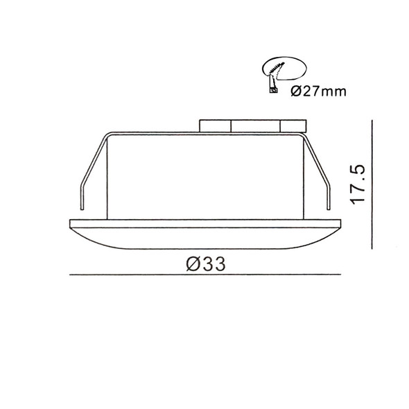 1 LED Mini Downlight Technical Drawing, kitchen downlights