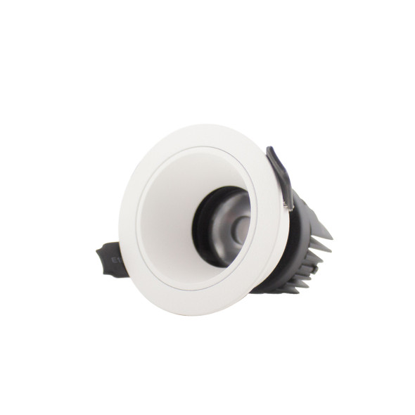 5W LED mini downlight in white finish, front view, dimmable, 3000K warm white, IP20
