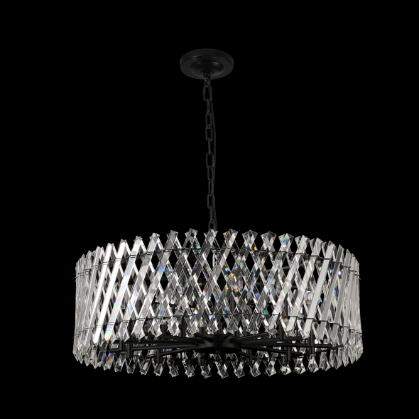 Modern and Elegant Crystal Chandelier in Black Finish 12 Lamps