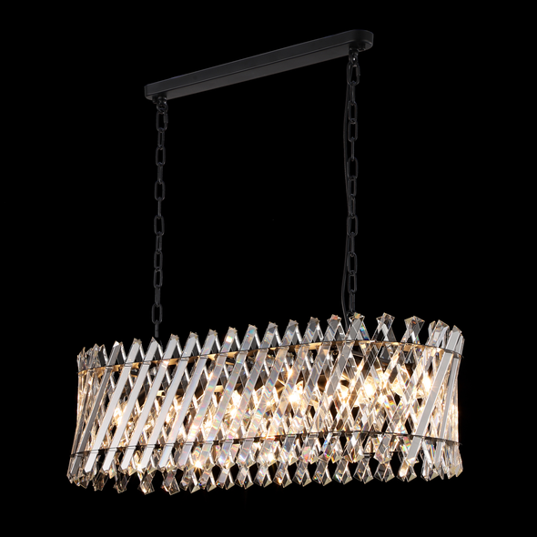 Modern Oval Crystal Chandelier in Black Finish