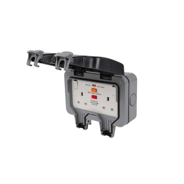 Double Switched RCD Protected 13A Outdoor Socket Double Switched RCD Protected 13A Outdoor Socket