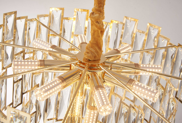 Art Deco Golden Tiered Crystal Chandelier E14 bulb