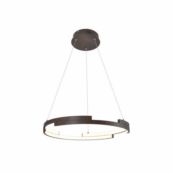 LED Round Pendant Light in Wooden Finish Image 1