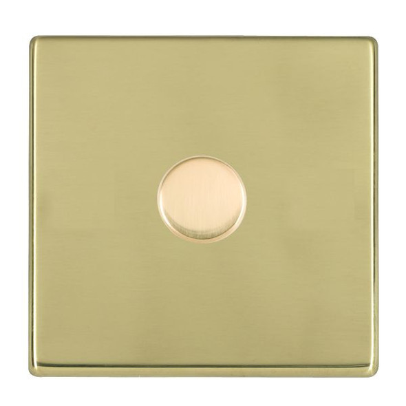 Hartland CFX Polished Brass 1 gang 200VA Inductive Leading Edge Push On-Off Rotary 2 Way Switching Dimmer Polished Brass