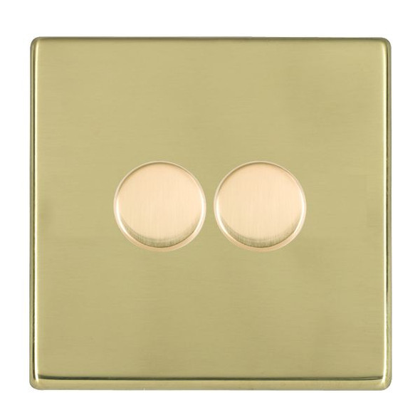 Hartland CFX Polished Brass 2x250W/210VA Resistive/Inductive Trailing Edge Push On/Off Rotary Multi-Way Dimmers Polished Brass