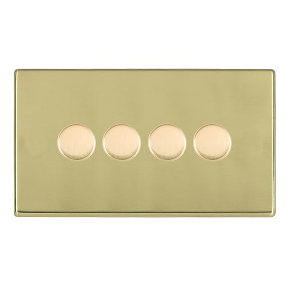 Hartland CFX Polished Brass 4x400W Resistive Leading Edge Push On-Off Rotary 2 Way Switching Dimmers max 300W per gang Polished Brass