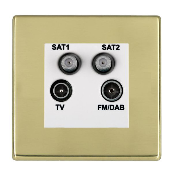 Hartland CFX Polished Brass Non-Isolated TV+FM+SAT1+SAT2 Quadplexer 2in/4out (DAB Compatible) White