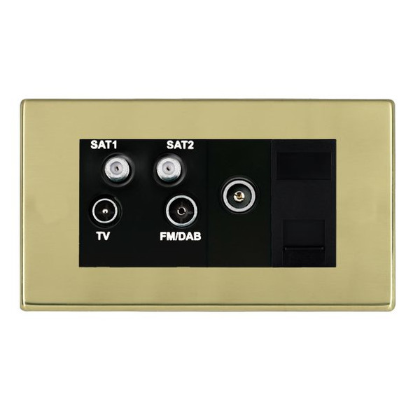 Hartland CFX Polished Brass Non-Isolated TV+FM+SAT1+SAT2 Quadplexer 2in/4out +TVF+TCS (DAB Compatible) Black