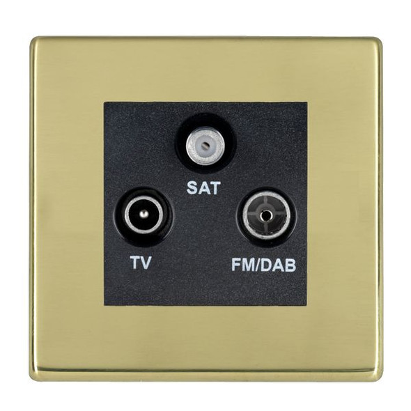Hartland CFX Polished Brass Non-Isolated TV+FM+SAT Triplexer 1in/3out (DAB Compatible) Black